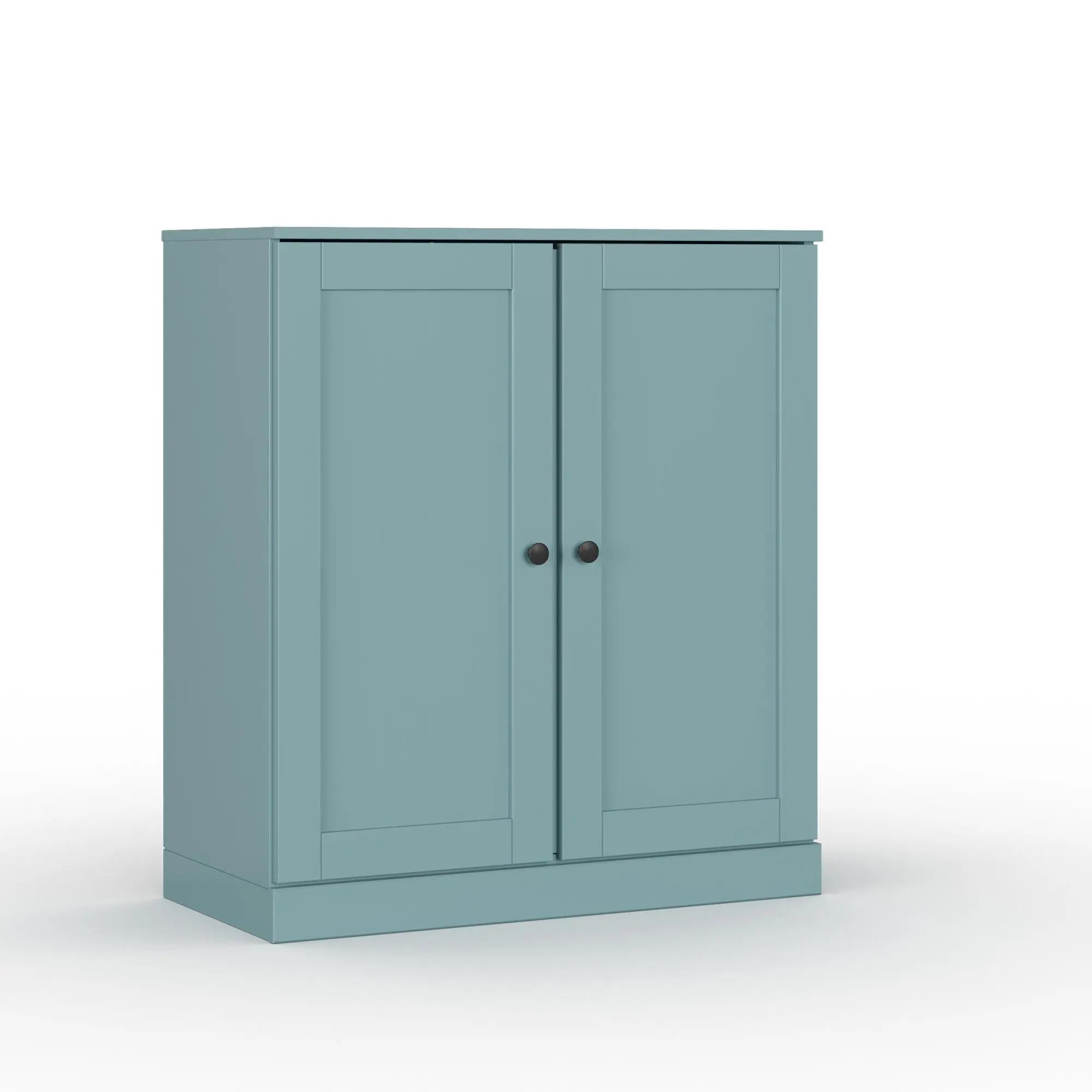 32" Aqua Solid Wood Shaker Style Double Door Linen Cabinet Homeroots Organization