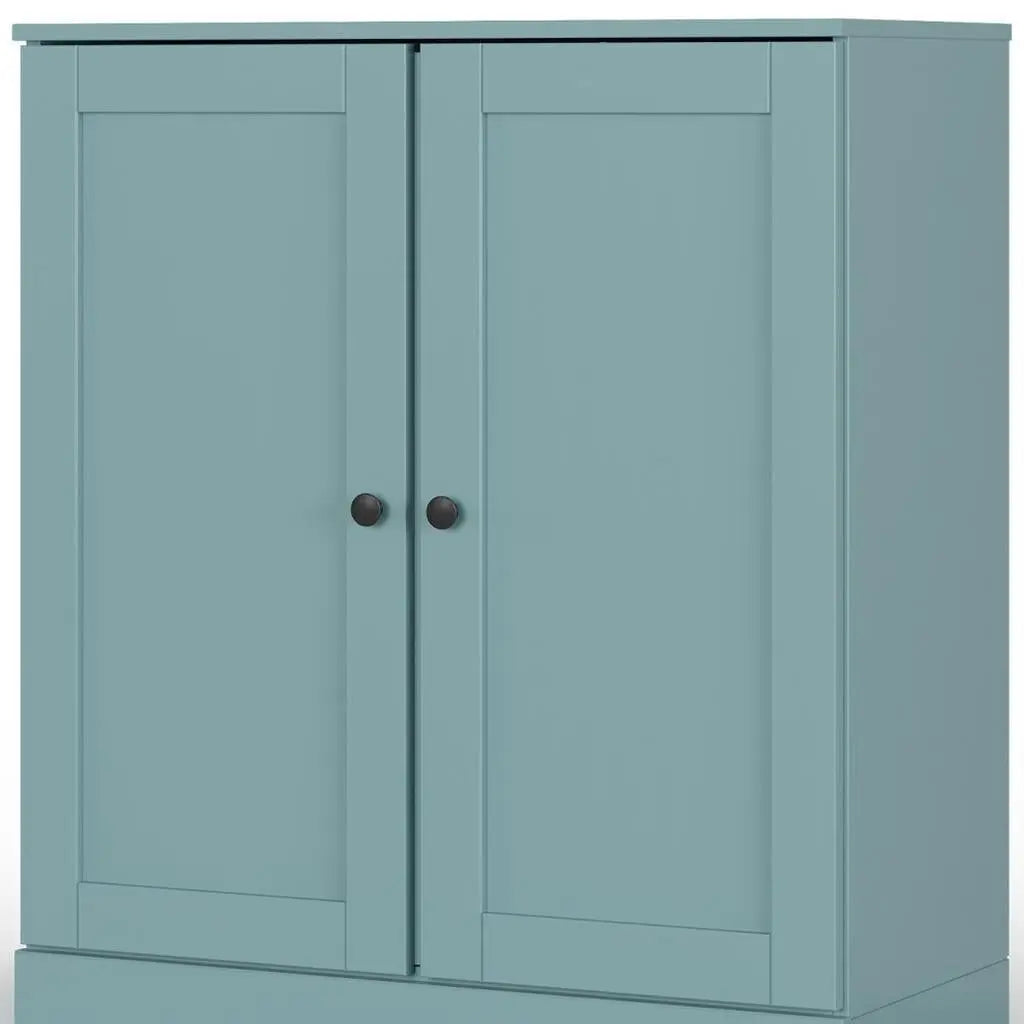 32" Aqua Solid Wood Shaker Style Double Door Linen Cabinet Homeroots Organization