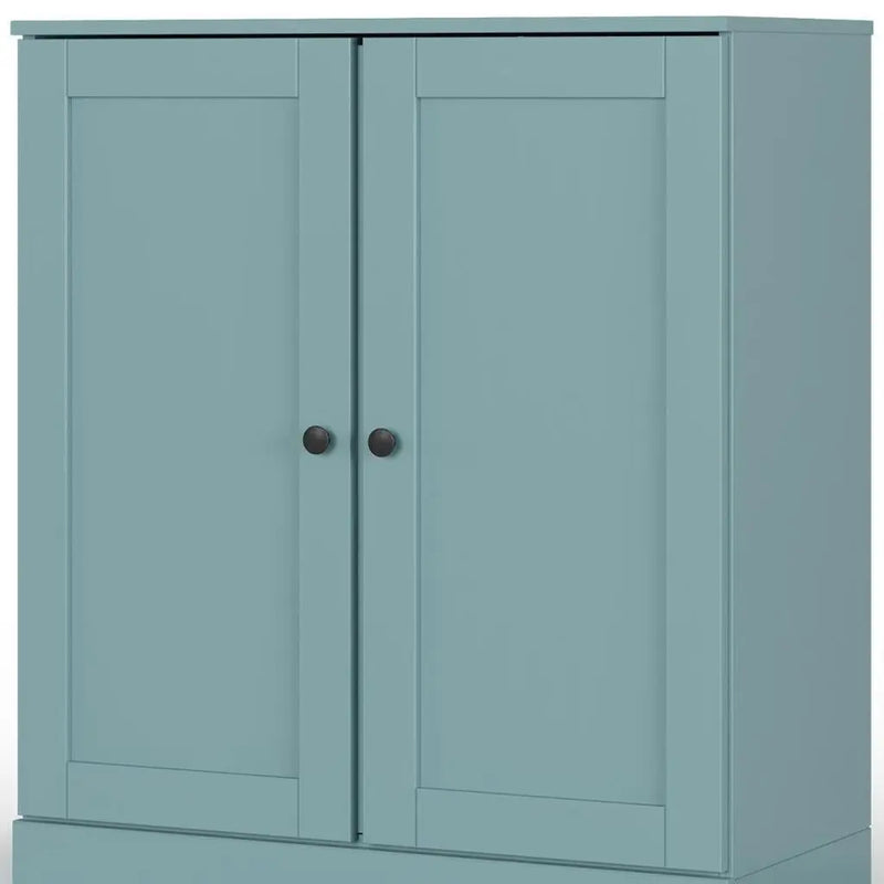 32" Aqua Solid Wood Shaker Style Double Door Linen Cabinet Homeroots Organization
