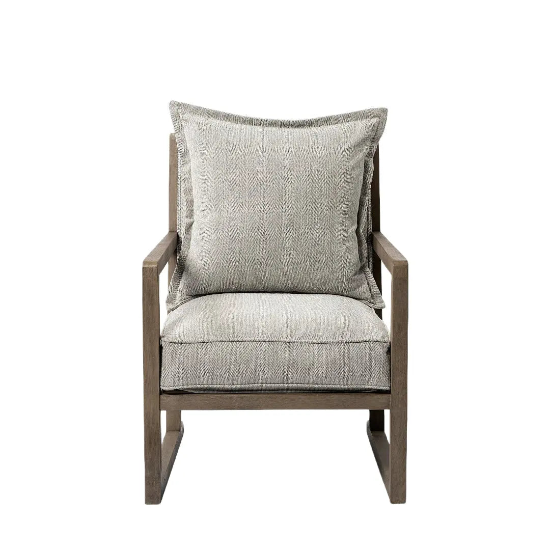 32" Ash Gray and Brown Fabric Arm Chair Homeroots Living Room