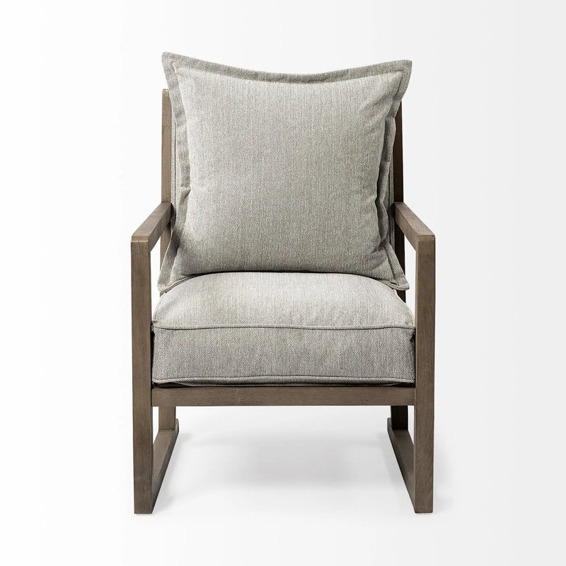 32" Ash Gray and Brown Fabric Arm Chair Homeroots Living Room
