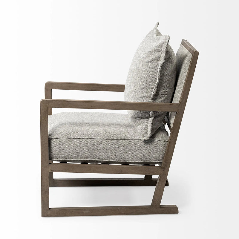 32" Ash Gray and Brown Fabric Arm Chair Homeroots Living Room