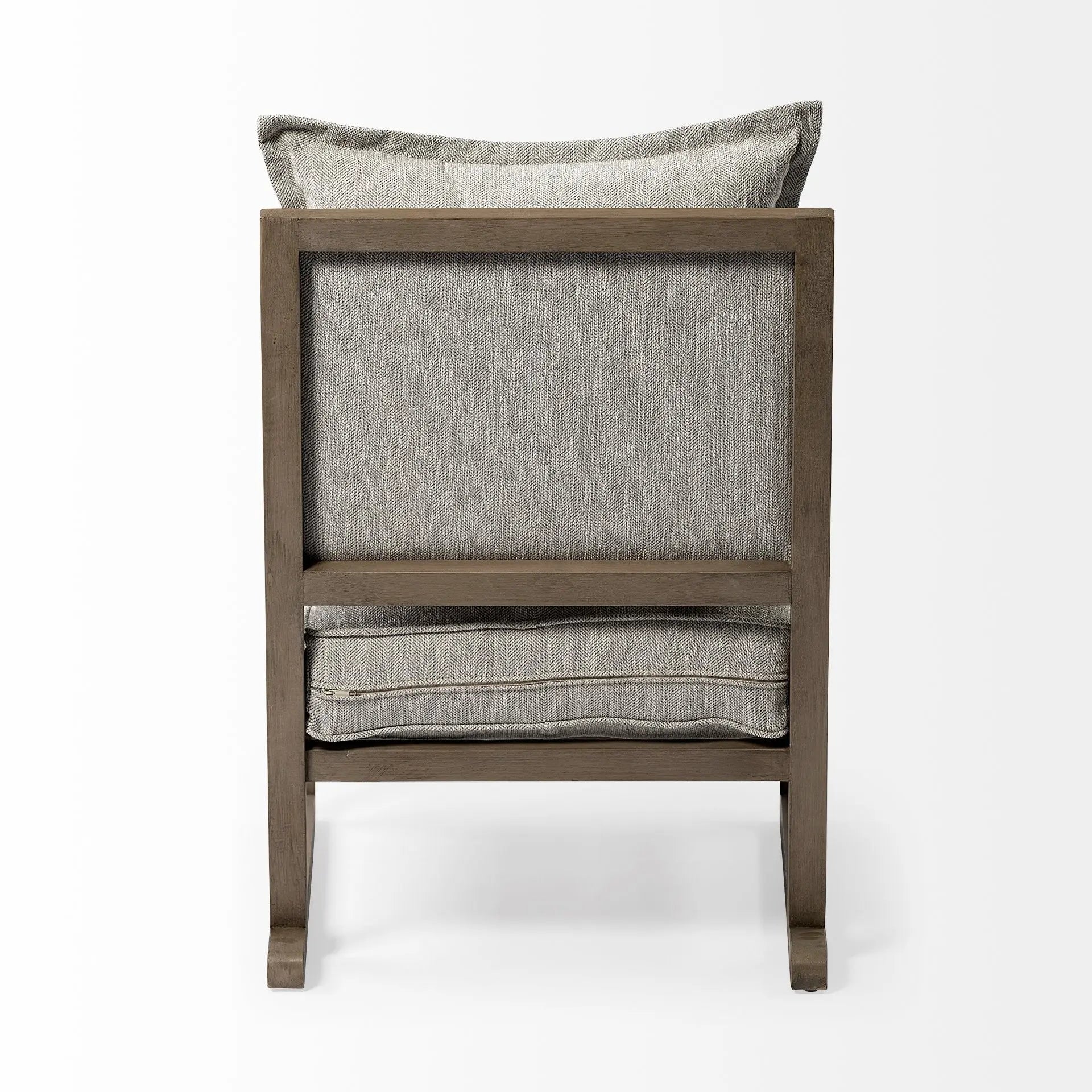 32" Ash Gray and Brown Fabric Arm Chair Homeroots Living Room