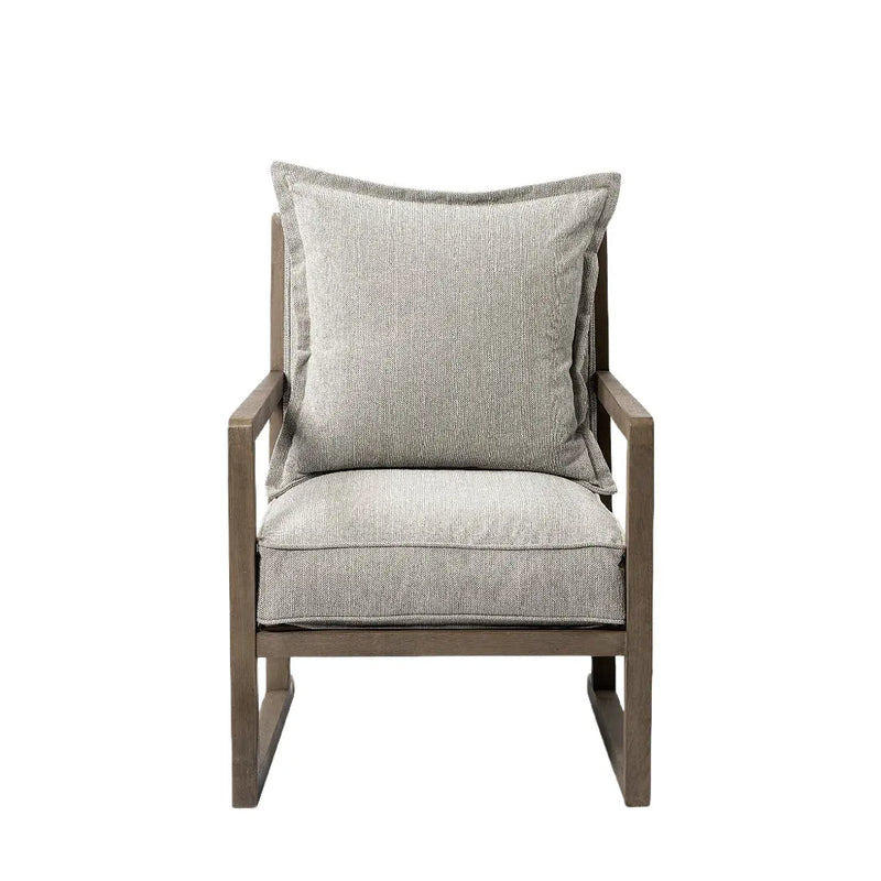 32" Ash Gray and Brown Fabric Arm Chair Homeroots Living Room