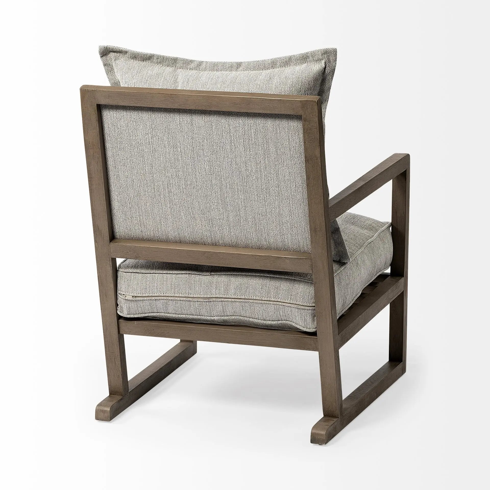 32" Ash Gray and Brown Fabric Arm Chair Homeroots Living Room