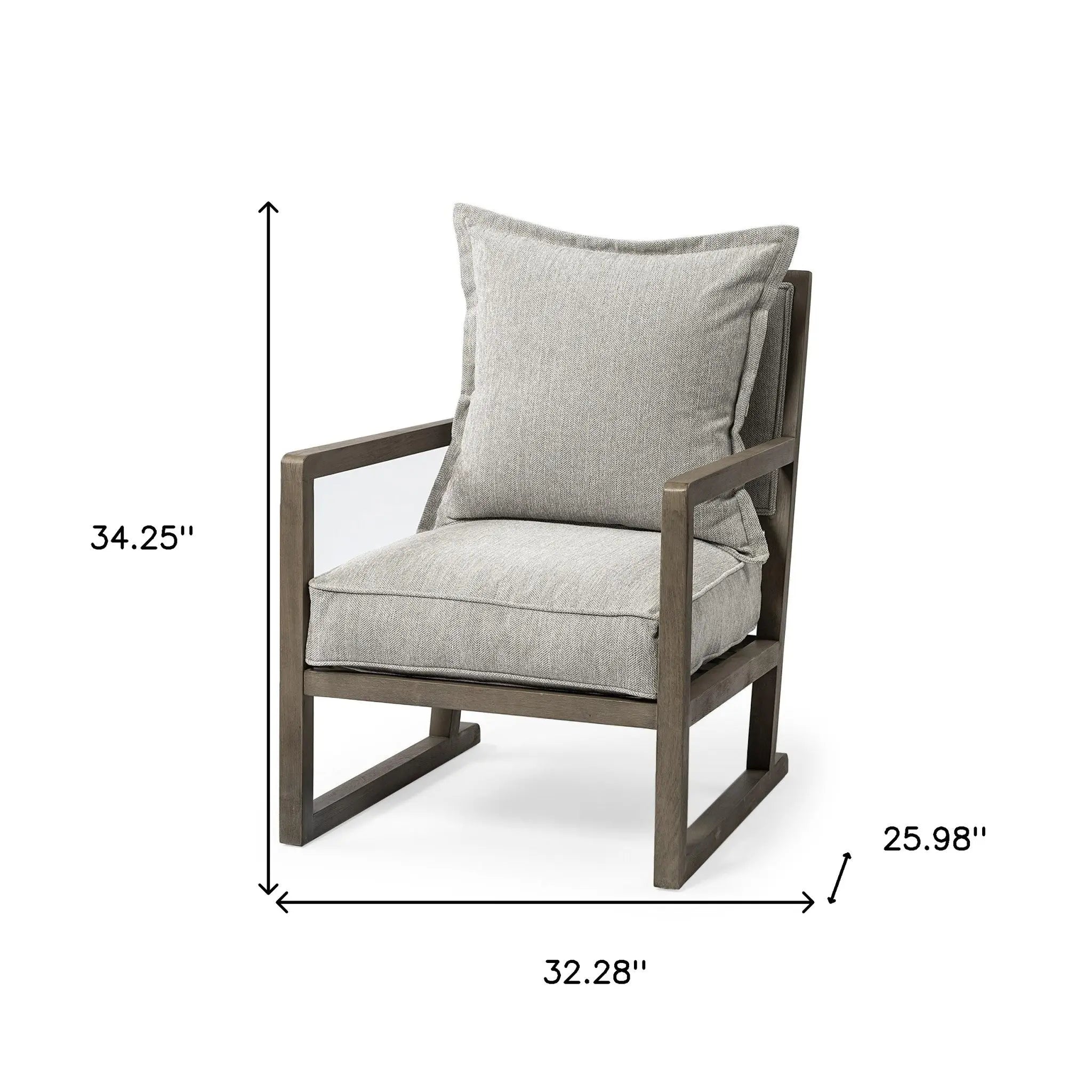 32" Ash Gray and Brown Fabric Arm Chair Homeroots Living Room