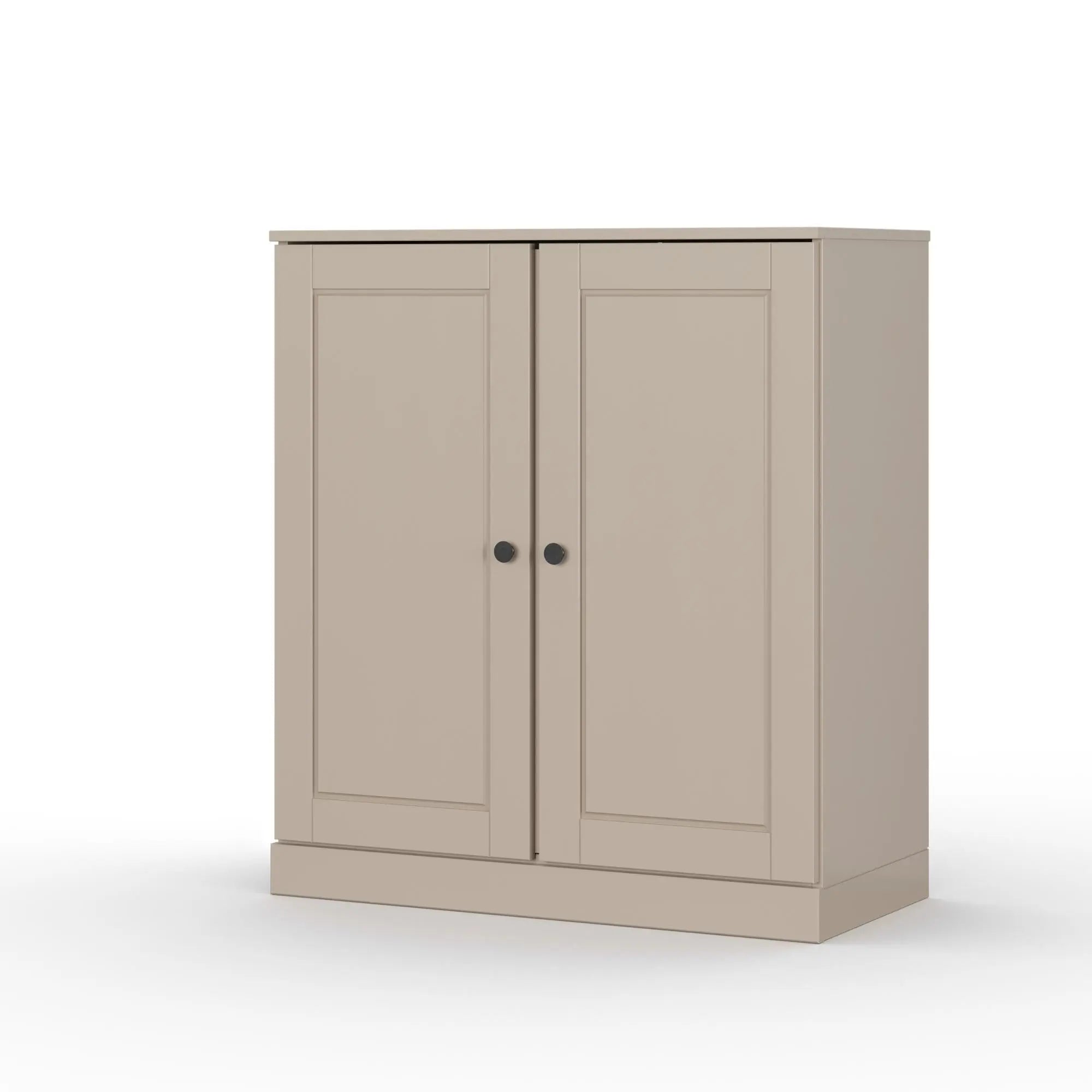 32" Beige Solid Wood Free Standing Double Door Linen Cabinet Homeroots Organization