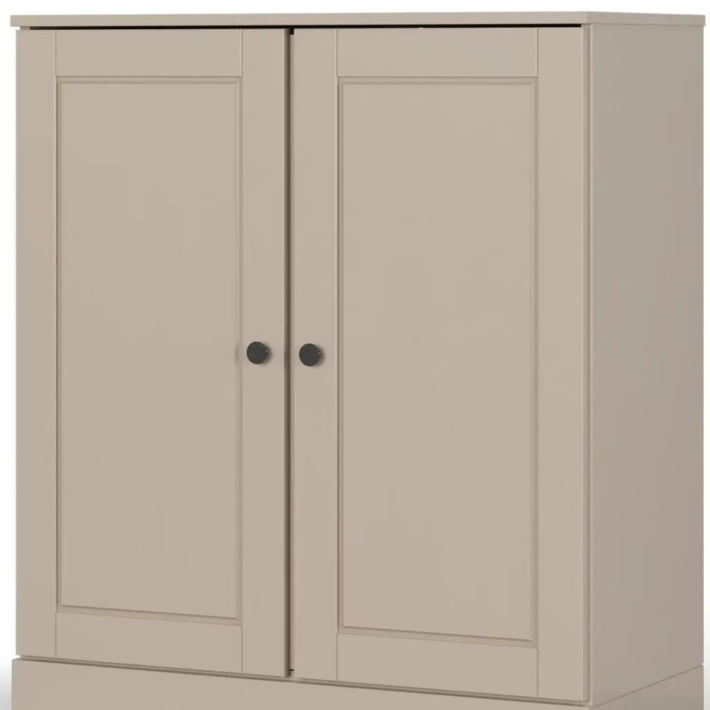 32" Beige Solid Wood Free Standing Double Door Linen Cabinet Homeroots Organization
