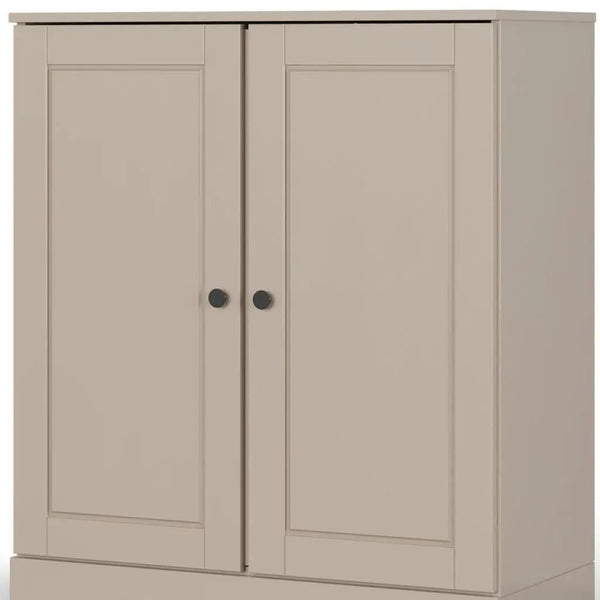 32" Beige Solid Wood Free Standing Double Door Linen Cabinet Homeroots Organization