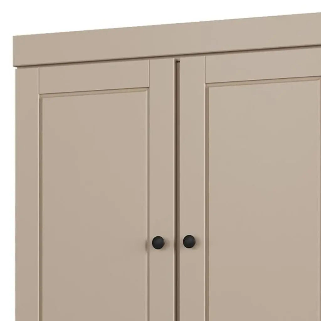 32" Beige Solid Wood Free Standing Four Door Linen Cabinet Homeroots Organization