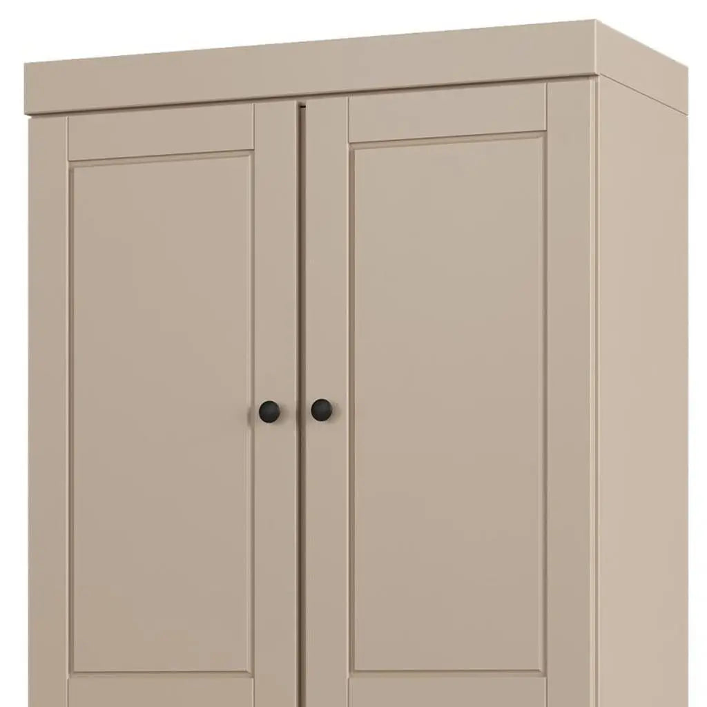 32" Beige Solid Wood Free Standing Four Door Linen Cabinet Homeroots Organization