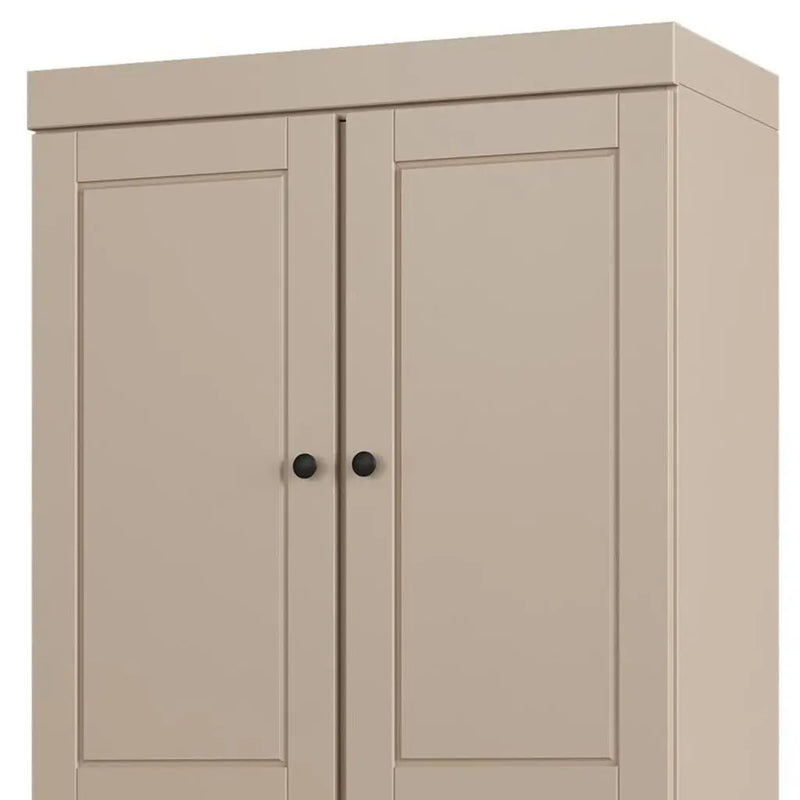 32" Beige Solid Wood Free Standing Four Door Linen Cabinet Homeroots Organization