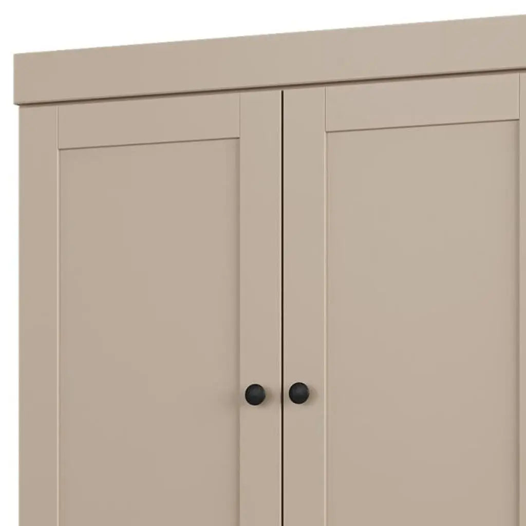32" Beige Solid Wood Free Standing Four Door Linen Cabinet Homeroots Organization