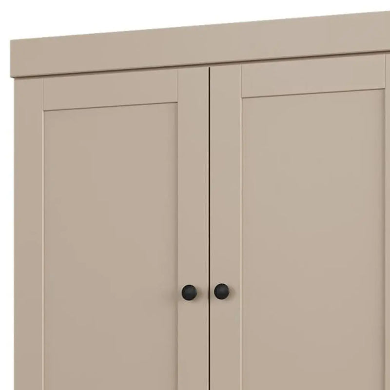32" Beige Solid Wood Free Standing Four Door Linen Cabinet Homeroots Organization