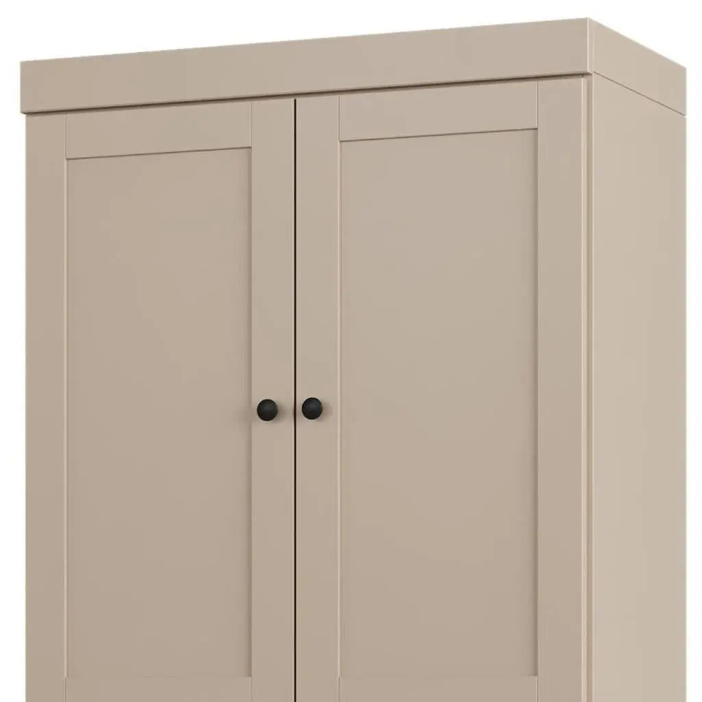 32" Beige Solid Wood Free Standing Four Door Linen Cabinet Homeroots Organization