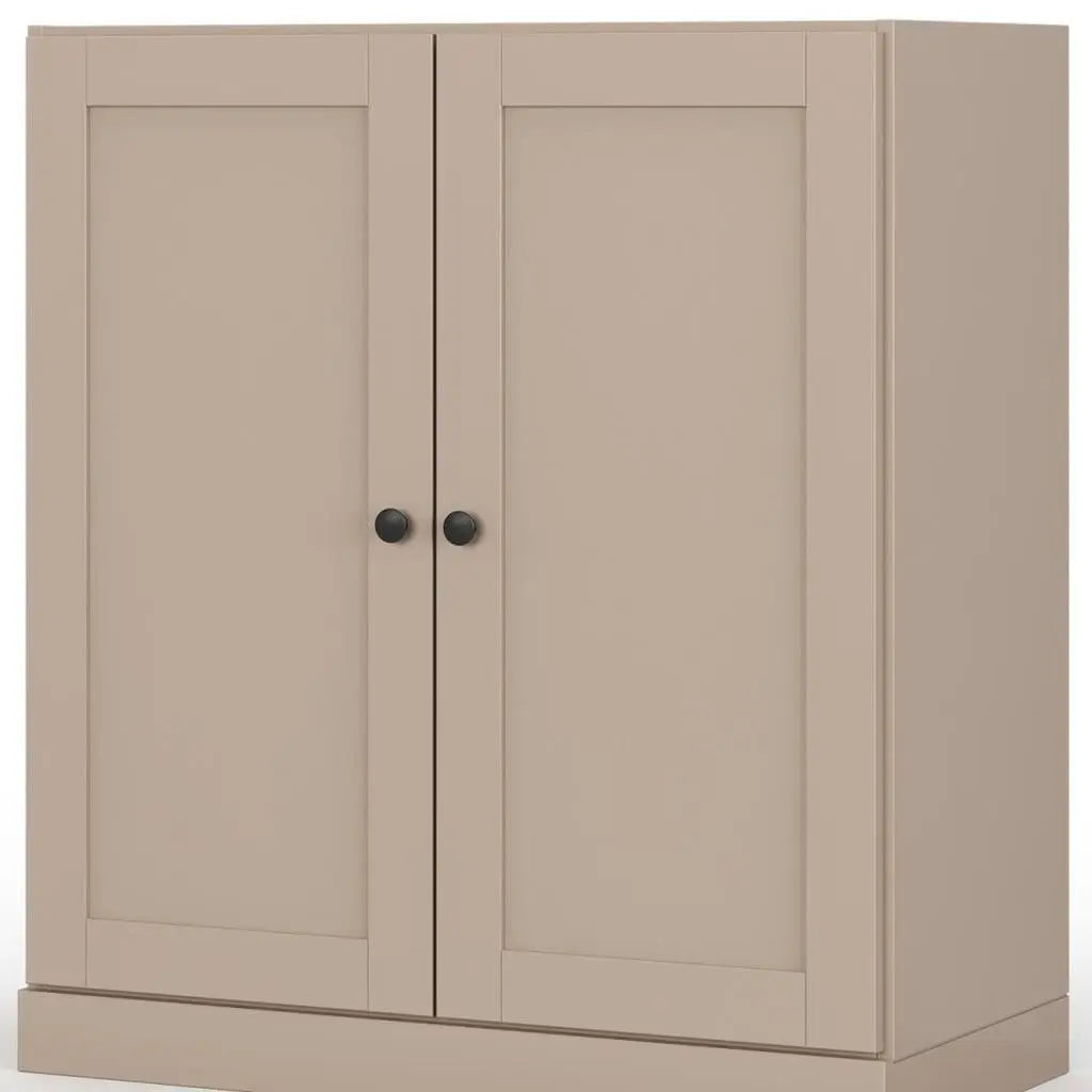 32" Beige Solid Wood Shaker Style Double Door Linen Cabinet Homeroots Organization