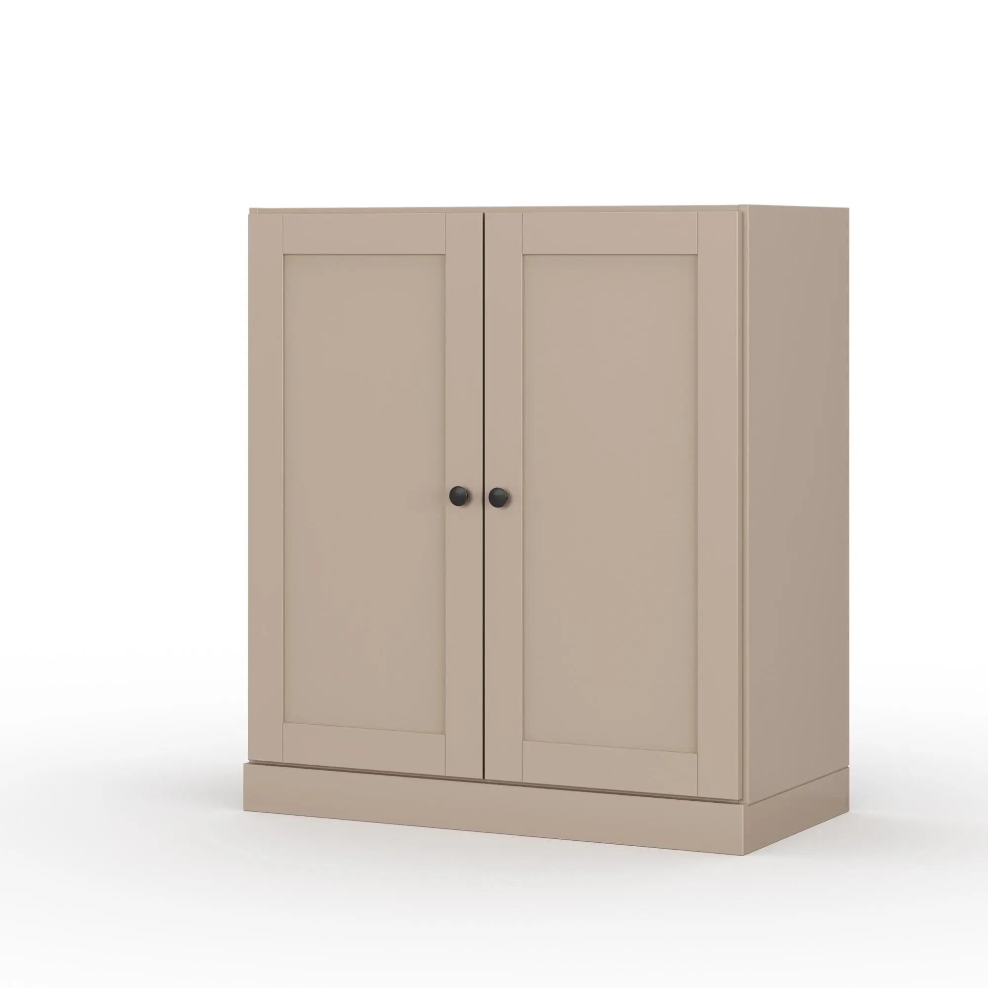 32" Beige Solid Wood Shaker Style Double Door Linen Cabinet Homeroots Organization