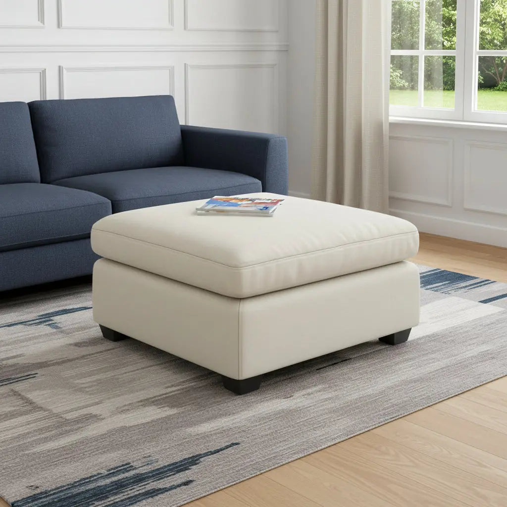 32" Beige and Black Velvet Footstool Homeroots Living Room
