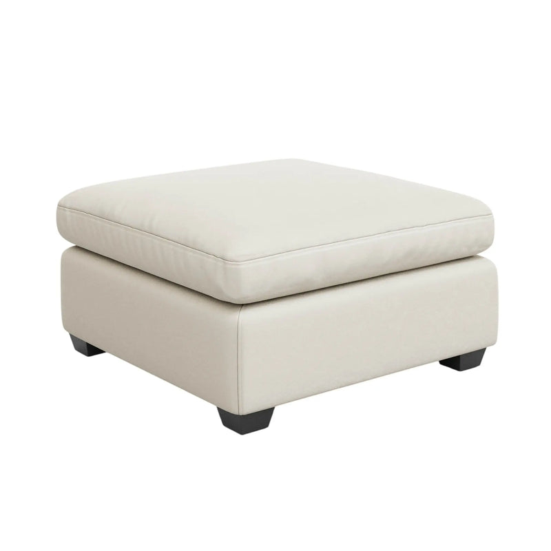 32" Beige and Black Velvet Footstool Homeroots Living Room