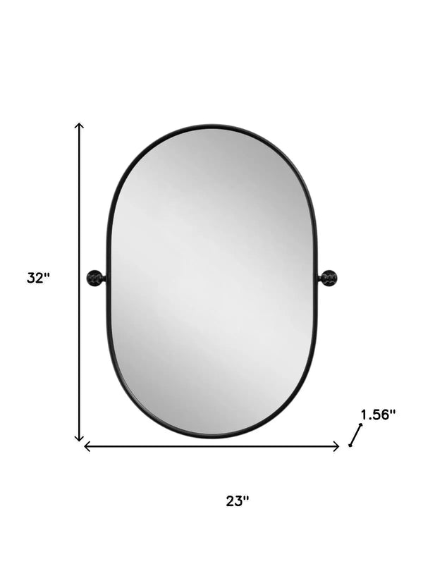 32" Black Aluminum Oval Adjustable Tilting Framed Accent Mirror Homeroots Bed & Bath