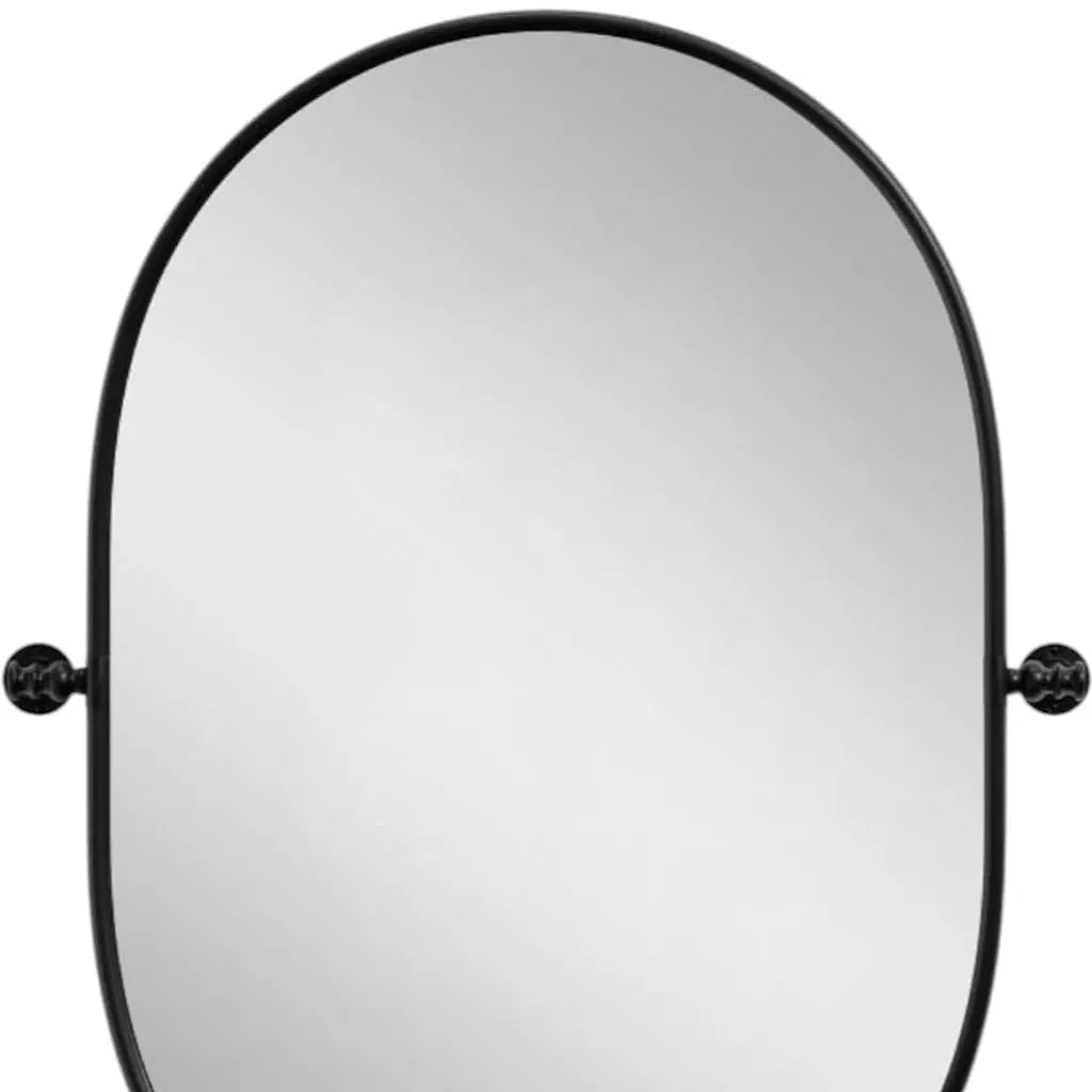 32" Black Aluminum Oval Adjustable Tilting Framed Accent Mirror Homeroots Bed & Bath