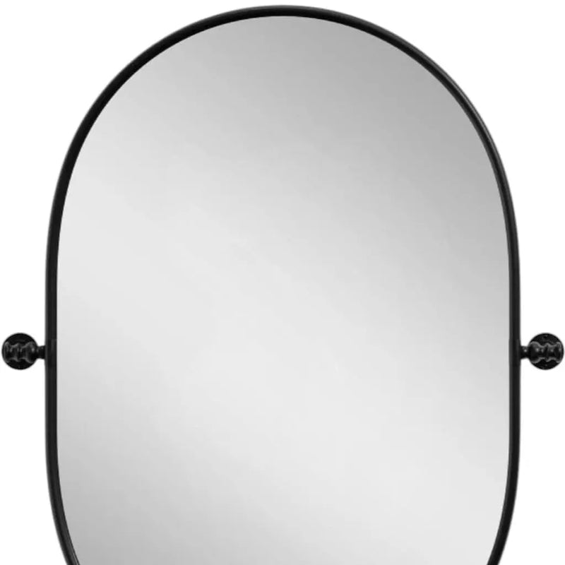 32" Black Aluminum Oval Adjustable Tilting Framed Accent Mirror Homeroots Bed & Bath