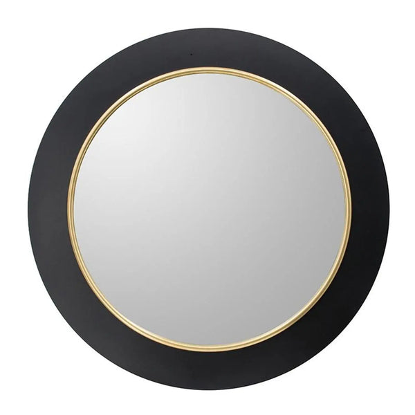 32" Black And Gold Lighted Round Metal Framed Accent Mirror Homeroots Bed & Bath