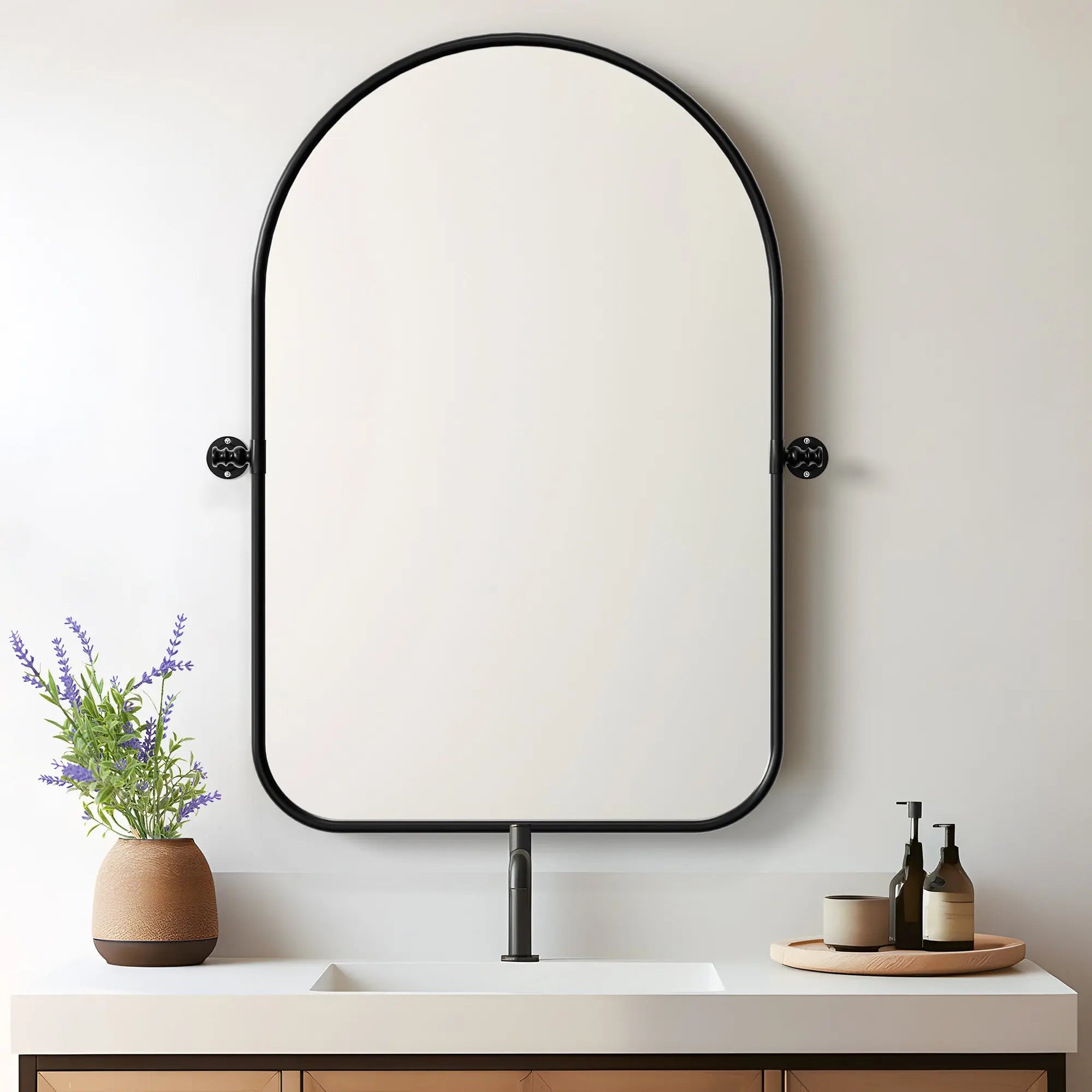 32" Black Arch Metal Swivel Framed Accent Mirror Homeroots Bed & Bath