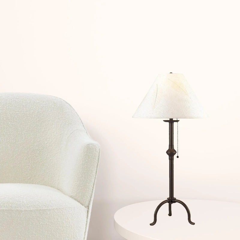32" Black Metal Table Lamp With Off White Empire Shade Homeroots Lighting