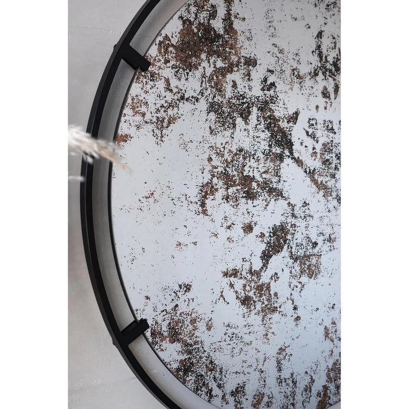 32" Black Round Iron Framed Accent Mirror Homeroots Bed & Bath
