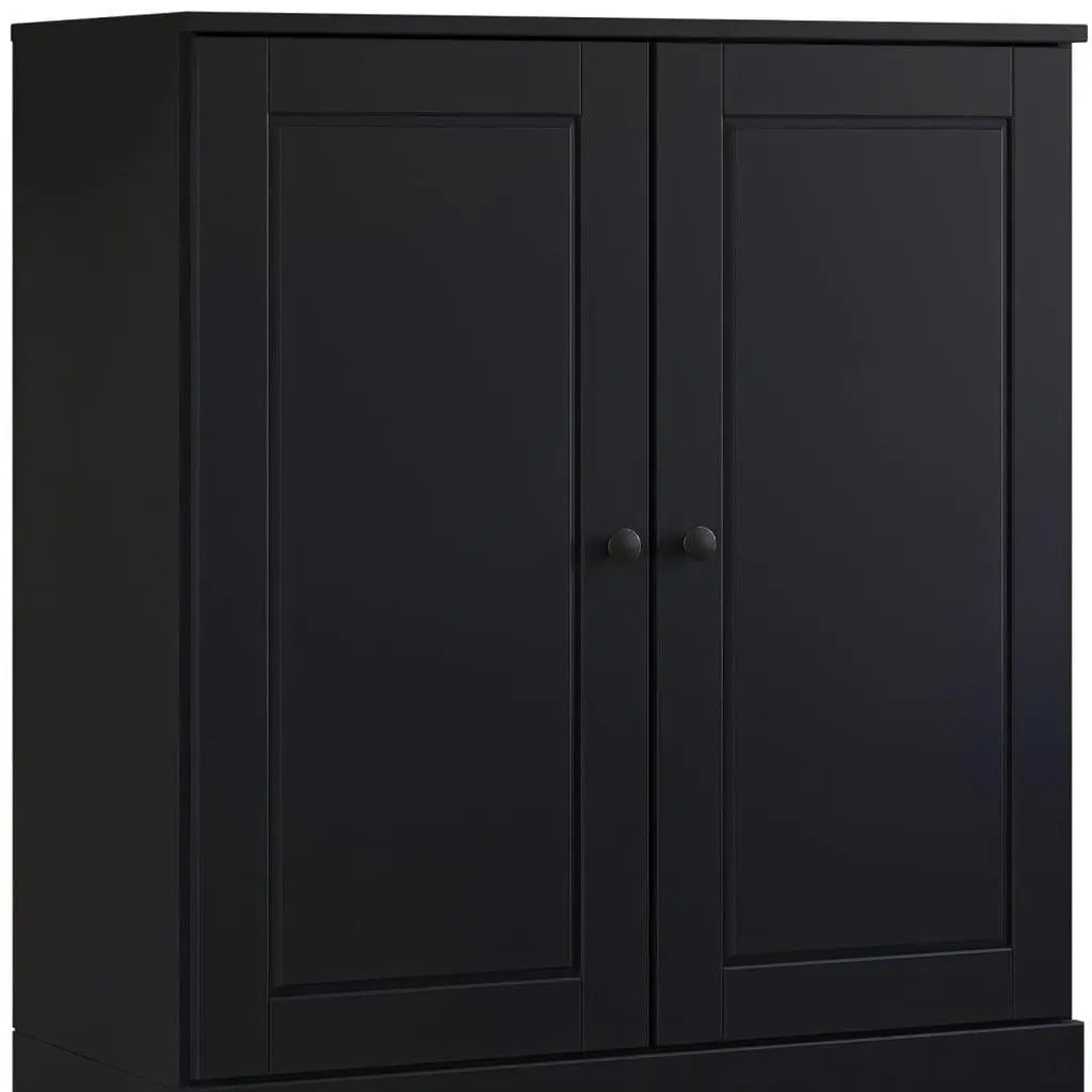 32" Black Solid Wood Accent Cabinet With Two Doors Homeroots Kitchen & Dining