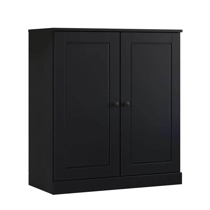 32" Black Solid Wood Accent Cabinet With Two Doors Homeroots Kitchen & Dining