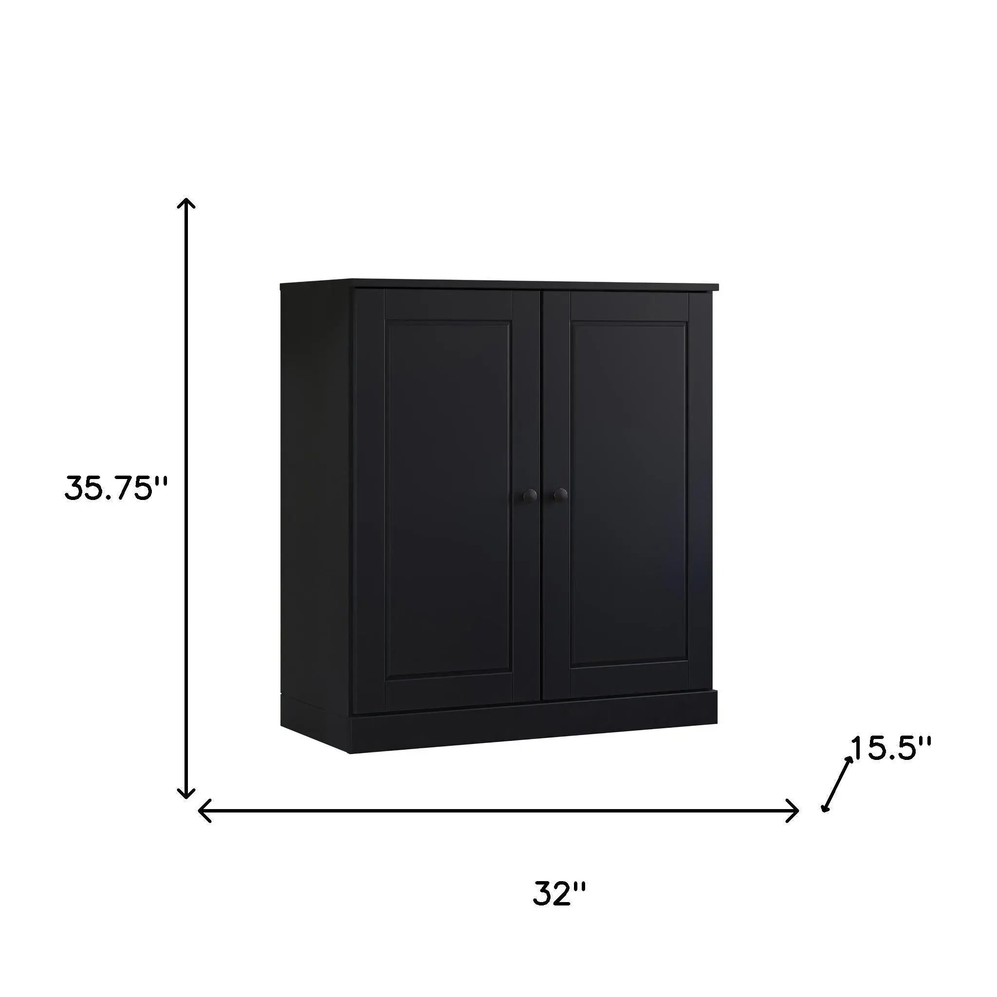 32" Black Solid Wood Accent Cabinet With Two Doors Homeroots Kitchen & Dining
