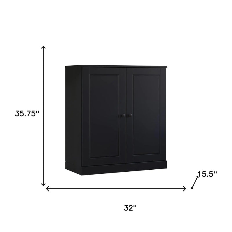 32" Black Solid Wood Accent Cabinet With Two Doors Homeroots Kitchen & Dining