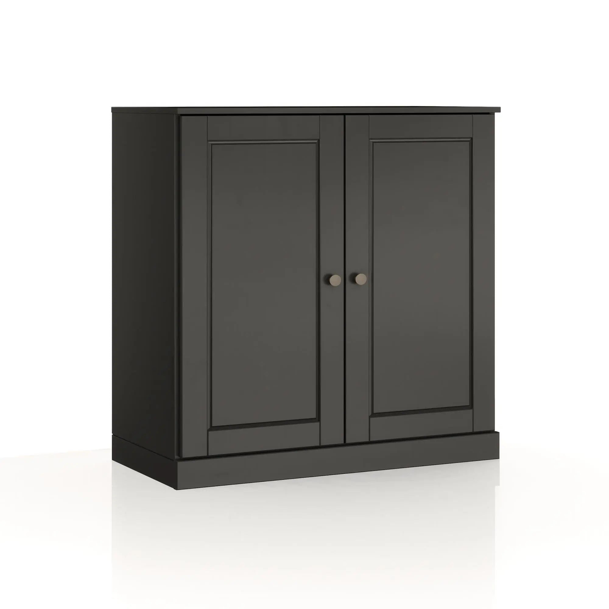 32" Black Solid Wood Free Standing Double Door Linen Cabinet Homeroots Organization