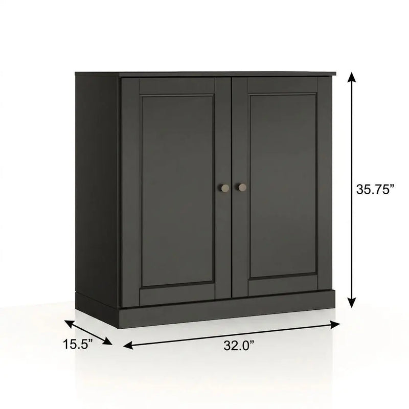 32" Black Solid Wood Free Standing Double Door Linen Cabinet Homeroots Organization