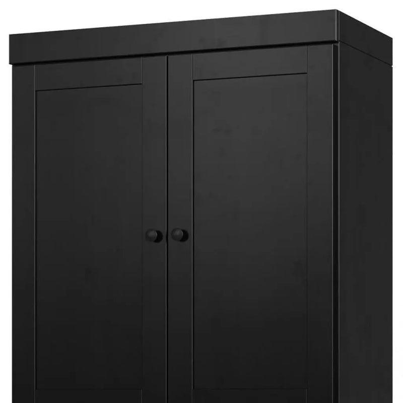 32" Black Solid Wood Free Standing Four Door Linen Cabinet Homeroots Organization