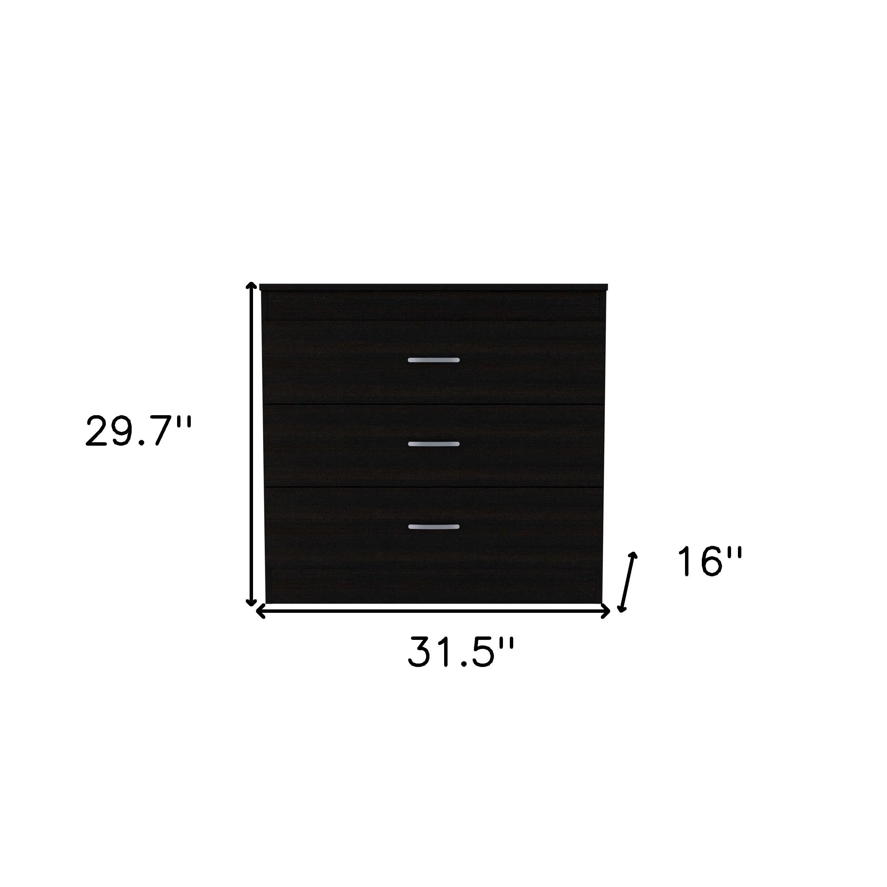 32" Black Three Drawer Dresser Homeroots Bed & Bath