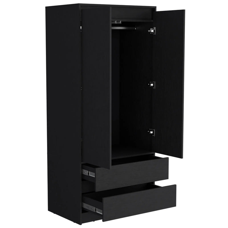 32" Black Two Drawer Combo Dresser Homeroots Bed & Bath