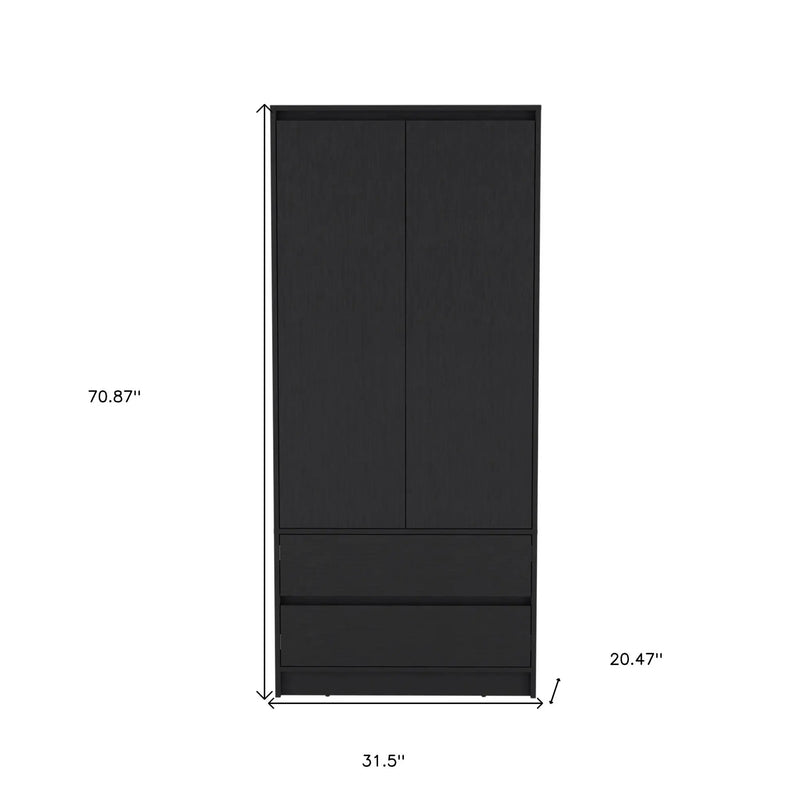 32" Black Two Drawer Combo Dresser Homeroots Bed & Bath