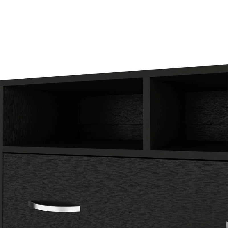 32" Black Two Drawer Dresser With Open Shelving Homeroots Bed & Bath