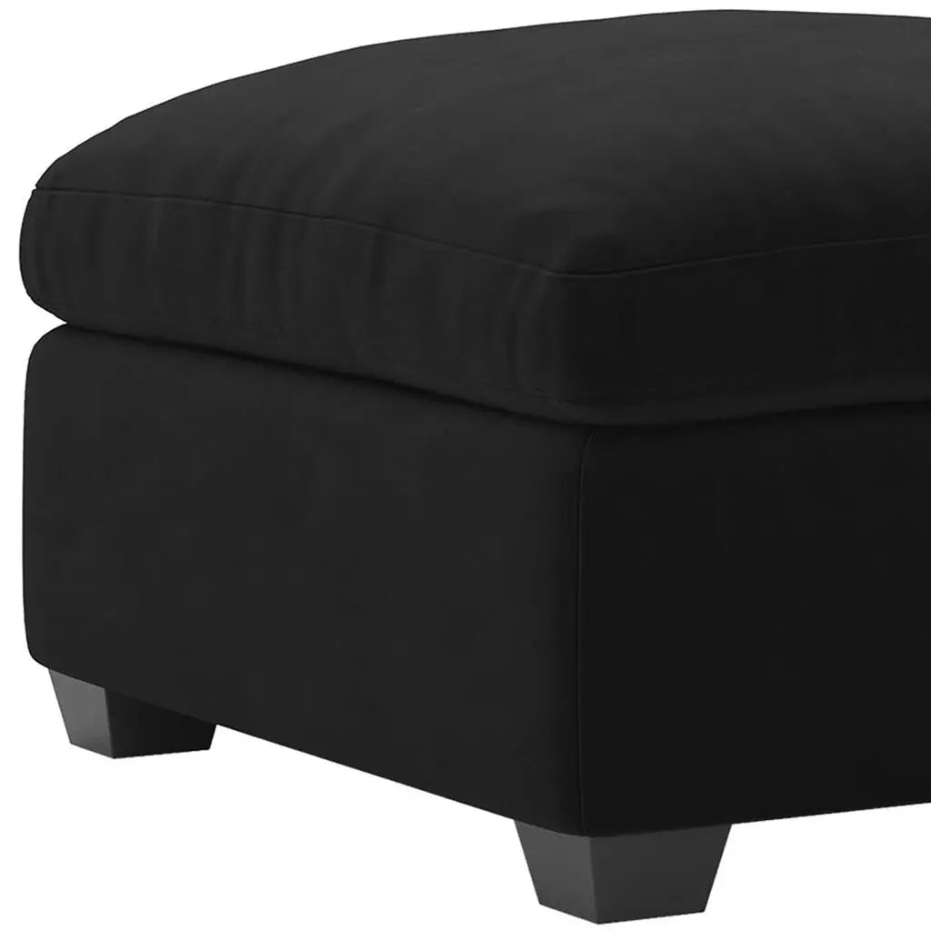 32" Black Velvet Footstool Homeroots Living Room