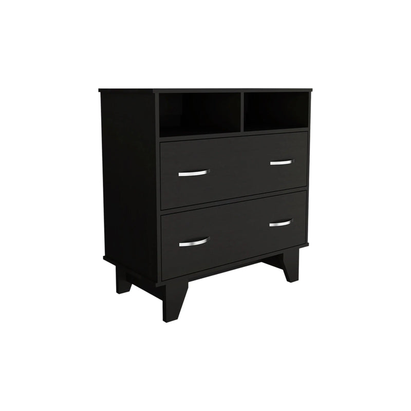 32" Black Wood Two Drawer Dresser Homeroots Bed & Bath