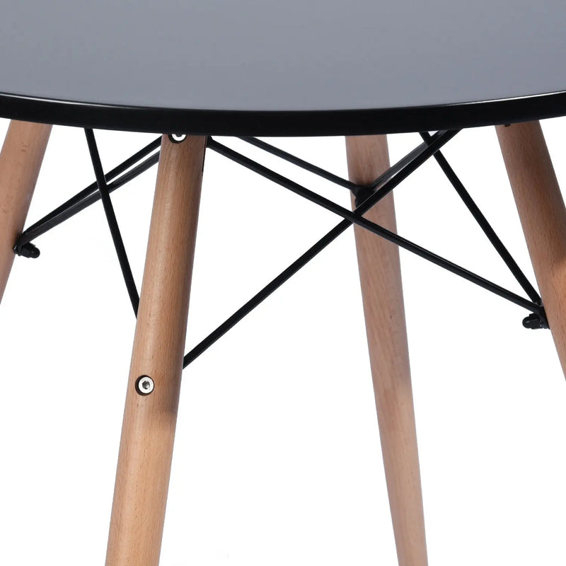 32" Black and Natural Wood Round Top Dining Table Homeroots Kitchen & Dining
