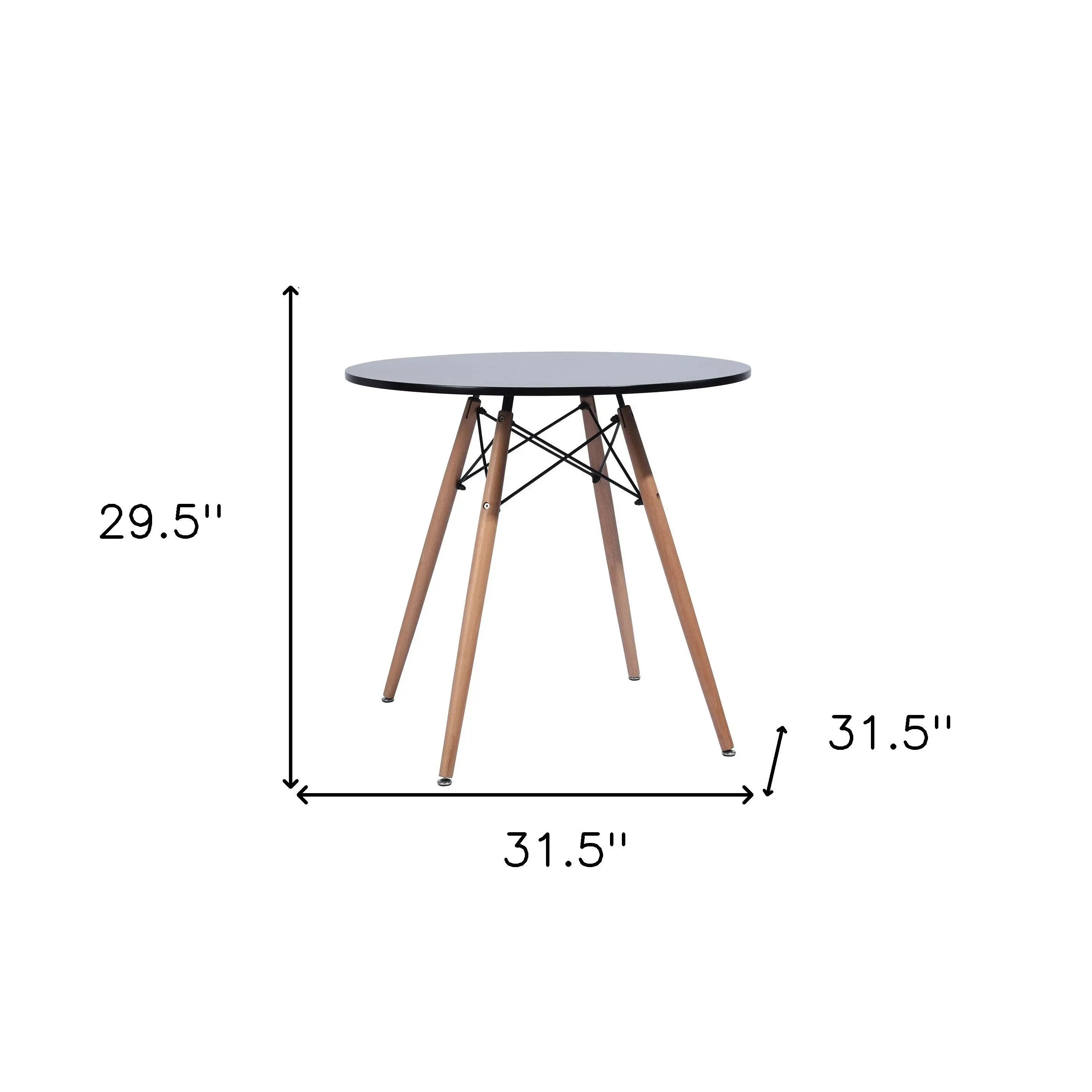 32" Black and Natural Wood Round Top Dining Table Homeroots Kitchen & Dining