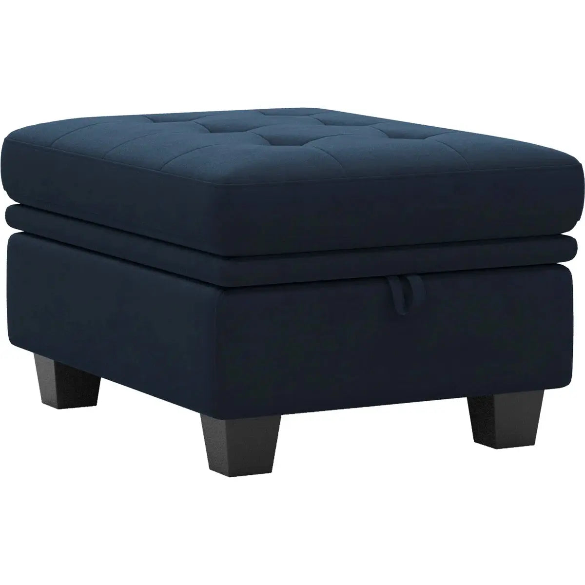 32" Blue and Black Velvet Tufted Storage Ottoman Homeroots Living Room