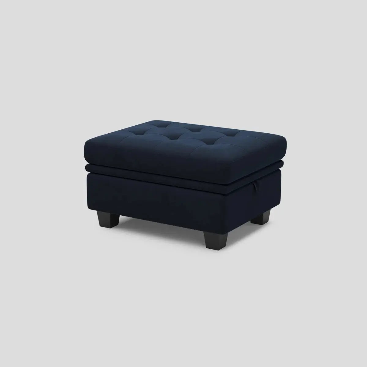 32" Blue and Black Velvet Tufted Storage Ottoman Homeroots Living Room