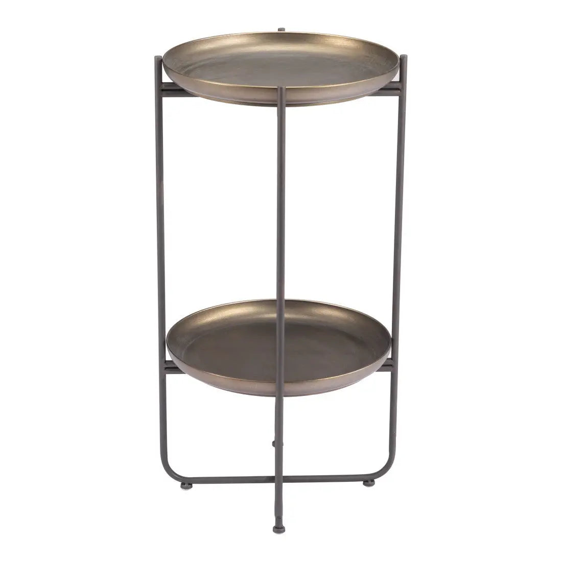 32" Bronze And Gray Steel Round Pedestal End Table Homeroots Living Room