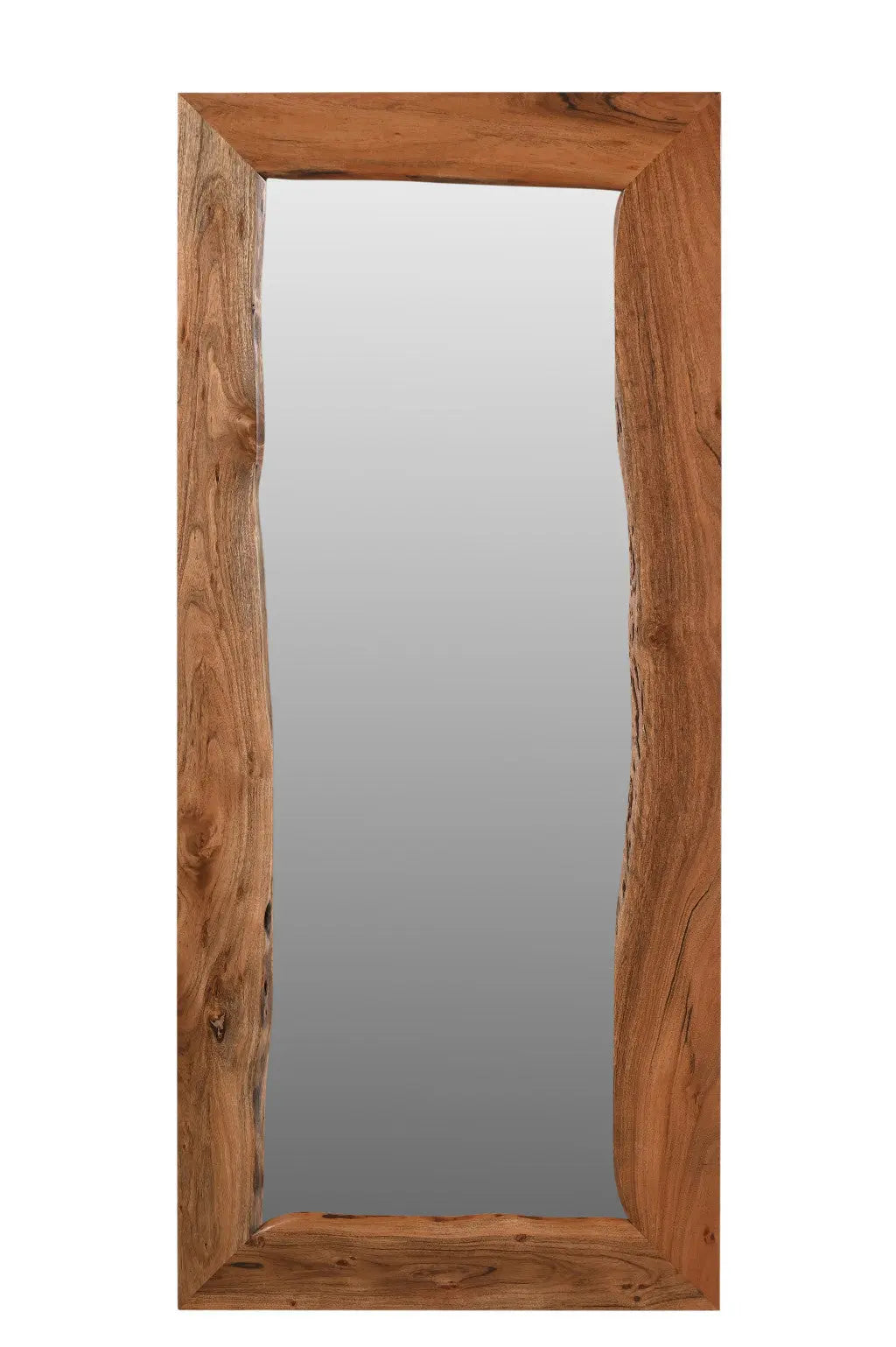 32" Brown Live Edge Solid Wood Full Length Hanging Mirror Homeroots Bed & Bath