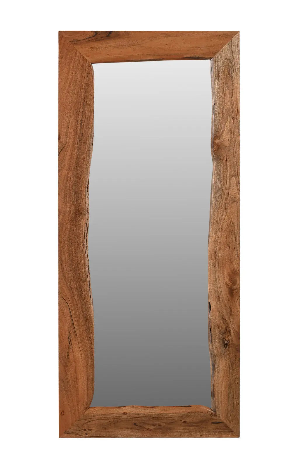 32" Brown Live Edge Solid Wood Full Length Hanging Mirror Homeroots Bed & Bath